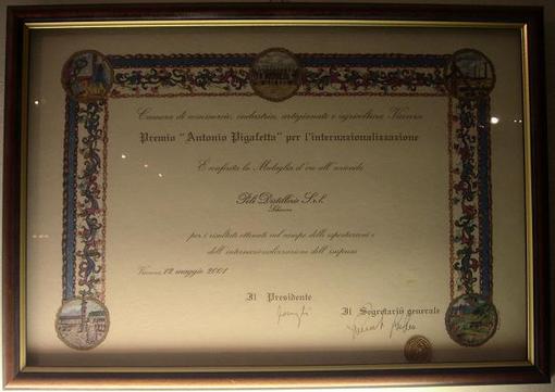 Antonio Pigafetta Award for Internationalization - 2001